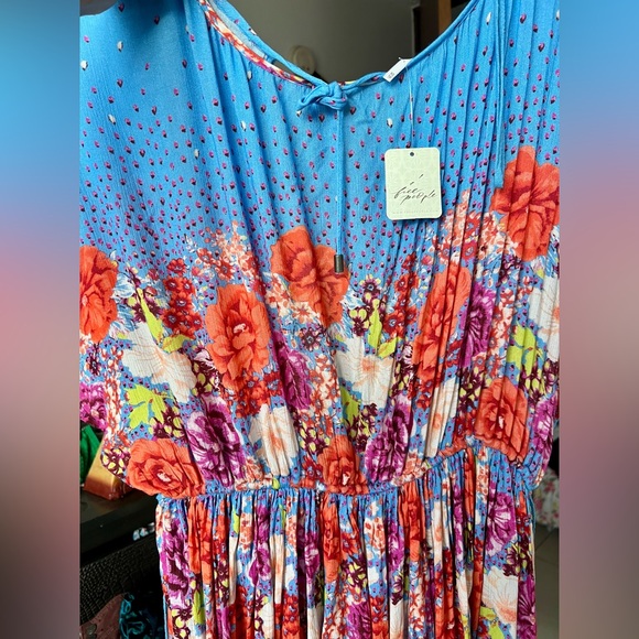 🌺Free People Botanical Borders Mini Dress – Blue Floral, Size XS - Picture 9 of 9